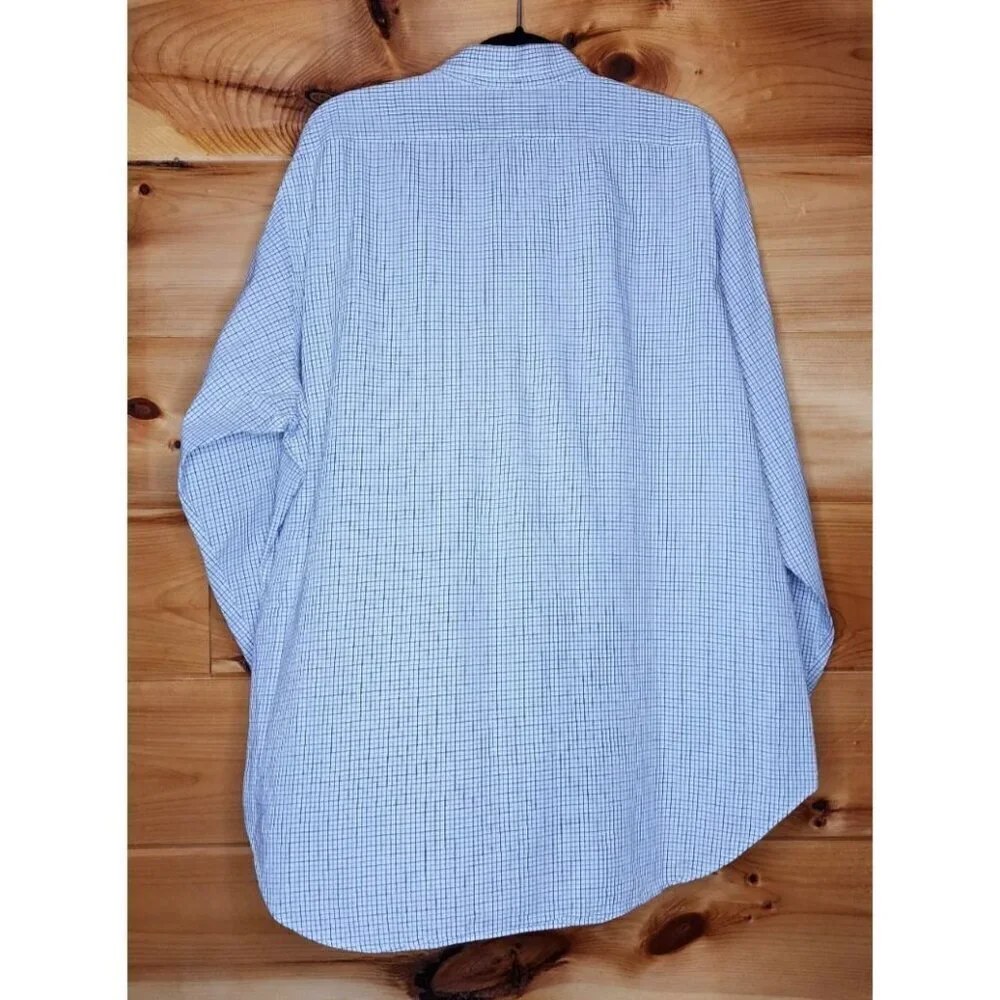 Polo Ralph Lauren Men’s 16.5 32/33 Light Blue Gray White Check Long Sleeve Shirt